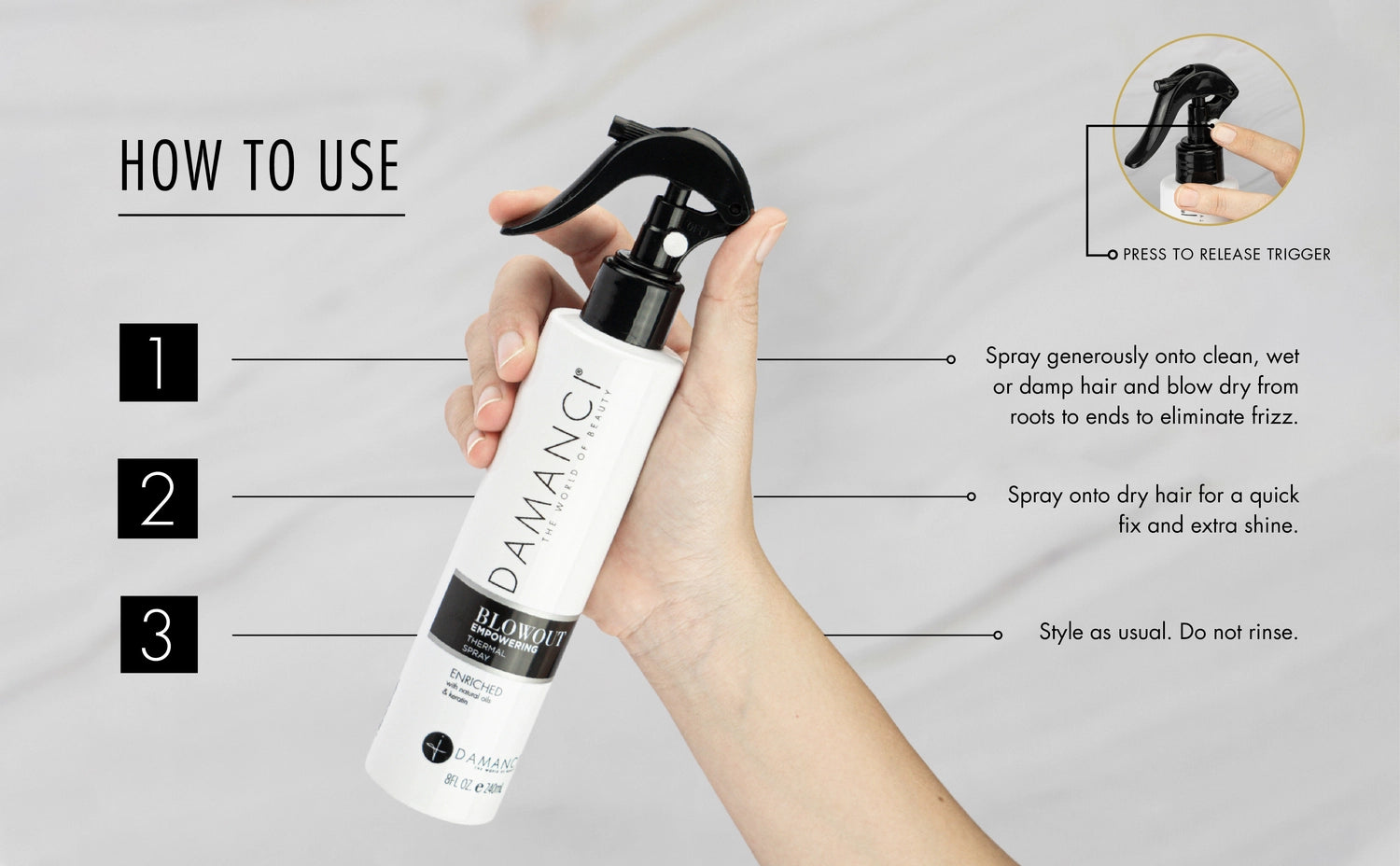 DAMANCI Empowering Blowout Spray | Keratin & Heat Protectant