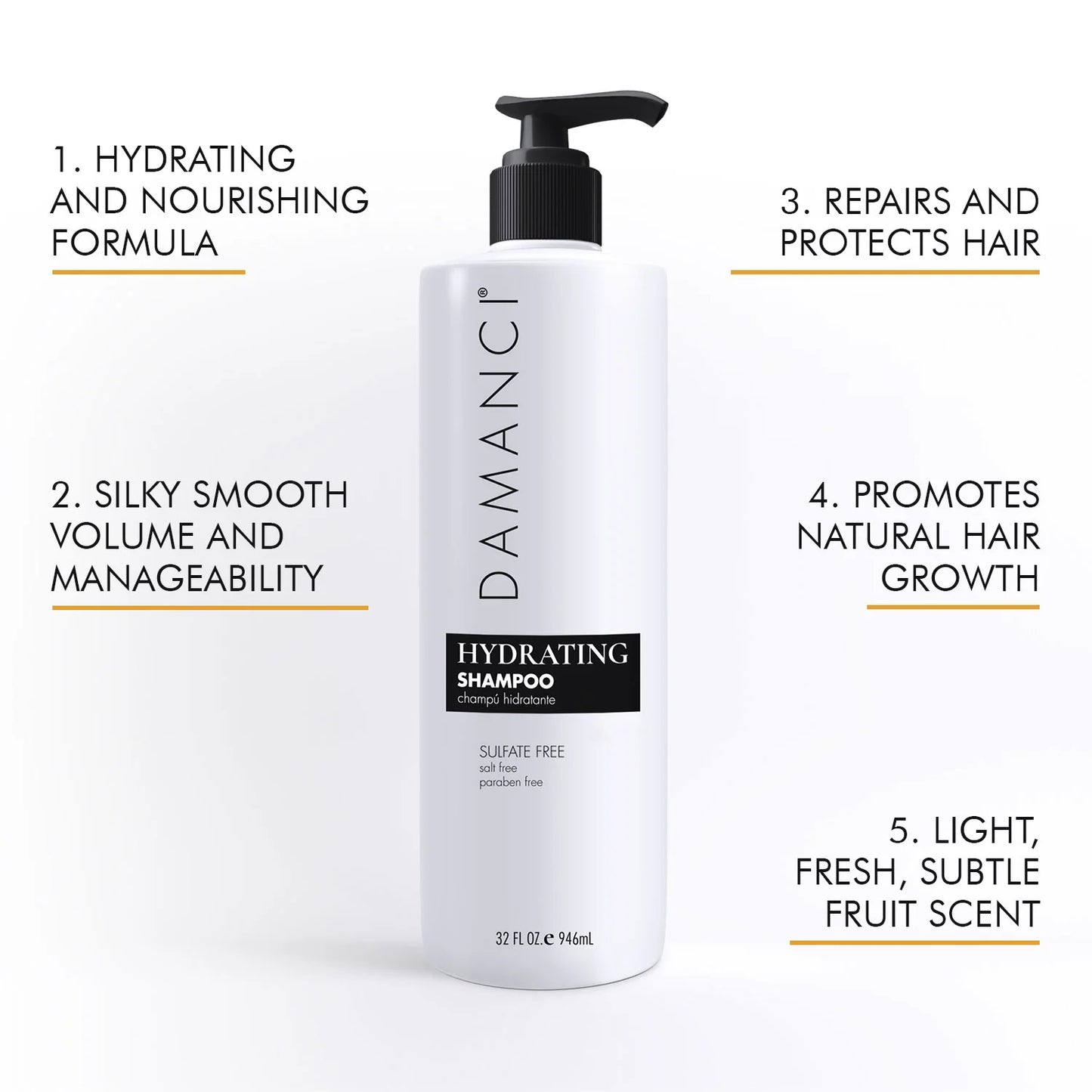 DAMANCI Hydrating Sulfate-Free Shampoo for Healthy, Revitalized Hair